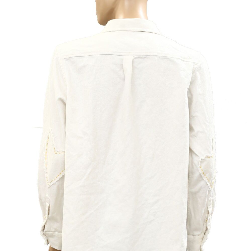 Kerri Rosenthal Mia Shirt Quilted Patch Shirt Top Buttondown Cotton L 287852 - Picture 4 of 5